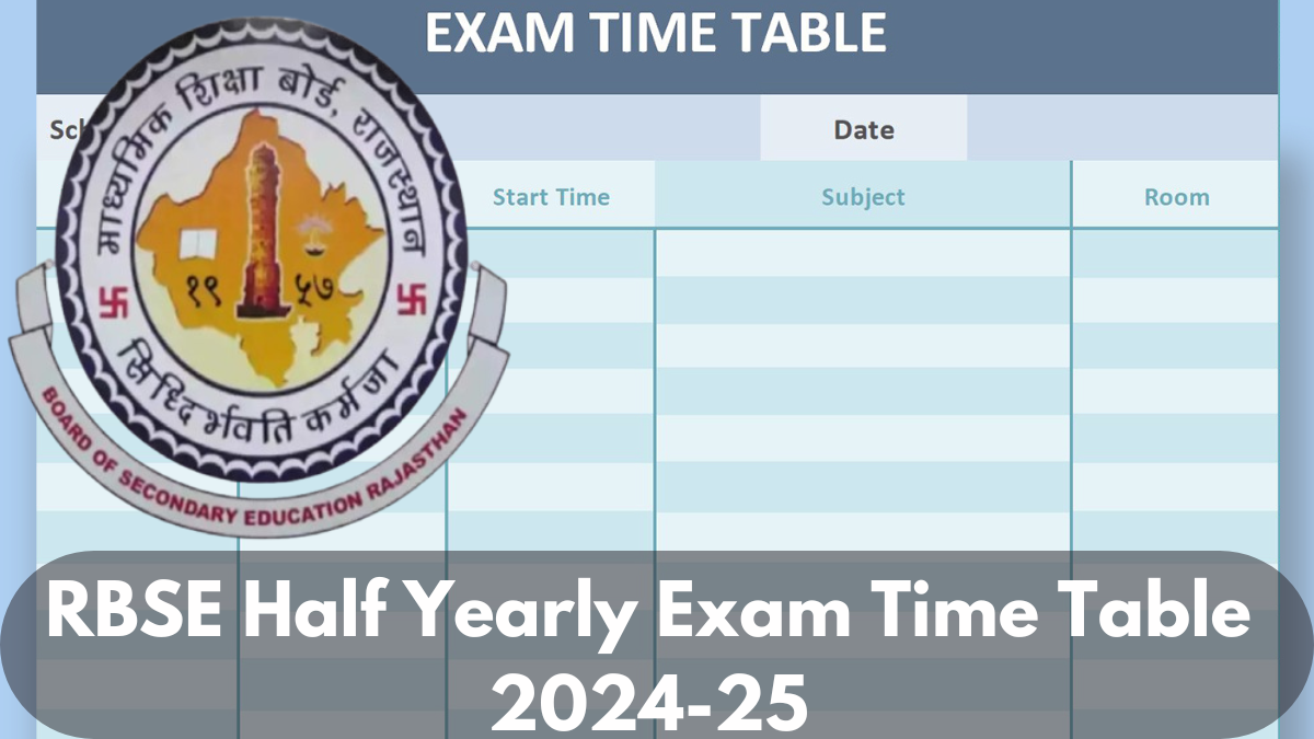 RBSE Half Yearly Exam Time Table 2024-25: Schedule for Classes 8th to 12th